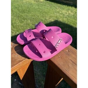 WOMEN'S CROCS CLASSIC TWO STRAP SANDAL ELECTRIC PINK SIZE 6 WATERPROOF